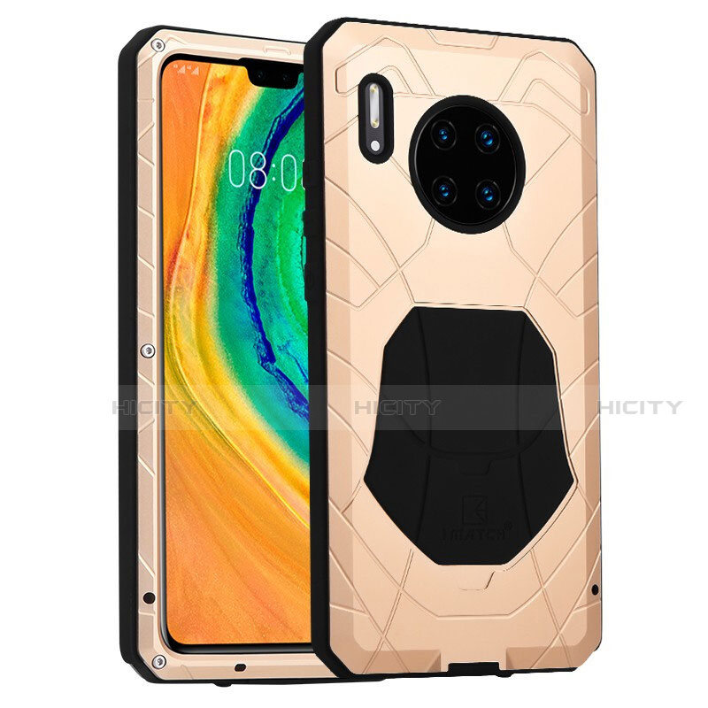 Custodia Silicone e Plastica Opaca Cover Fronte e Retro 360 Gradi R01 per Huawei Mate 30 Oro