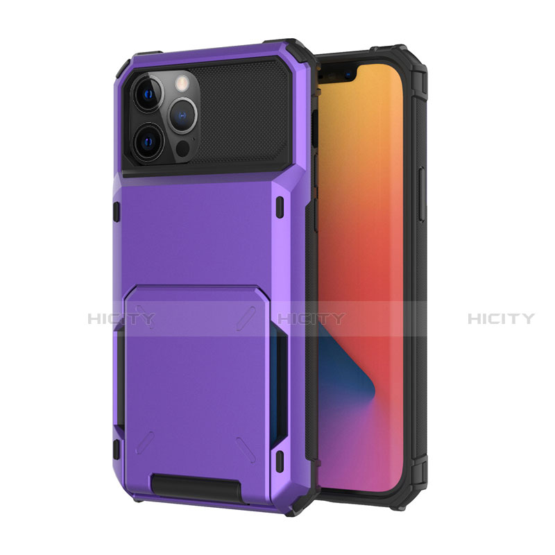 Custodia Silicone e Plastica Opaca Cover Fronte e Retro 360 Gradi R03 per Apple iPhone 12 Pro Viola