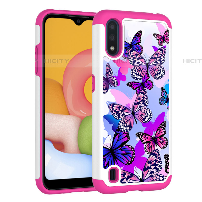 Custodia Silicone e Plastica Opaca Cover Fronte e Retro 360 Gradi U01 per Samsung Galaxy A01 SM-A015 Viola