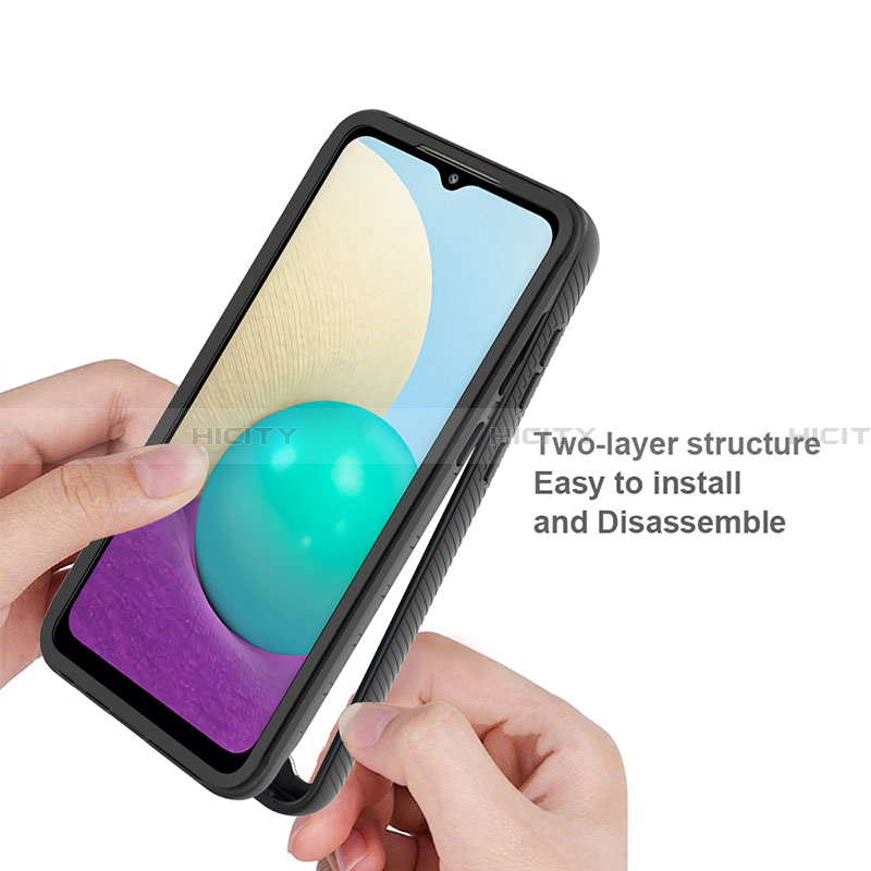 Custodia Silicone e Plastica Opaca Cover Fronte e Retro 360 Gradi U01 per Samsung Galaxy A02