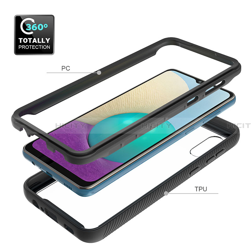 Custodia Silicone e Plastica Opaca Cover Fronte e Retro 360 Gradi U01 per Samsung Galaxy A02