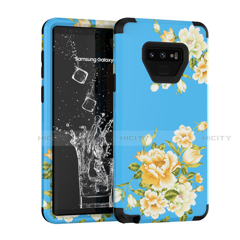 Custodia Silicone e Plastica Opaca Cover Fronte e Retro 360 Gradi U01 per Samsung Galaxy Note 9 Blu