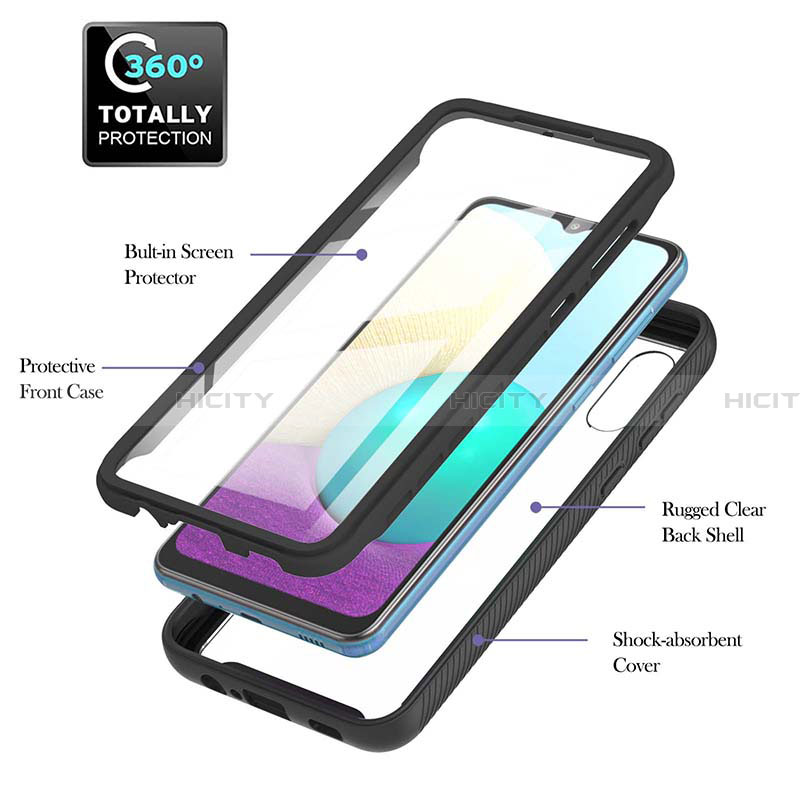 Custodia Silicone e Plastica Opaca Cover Fronte e Retro 360 Gradi U02 per Samsung Galaxy A02