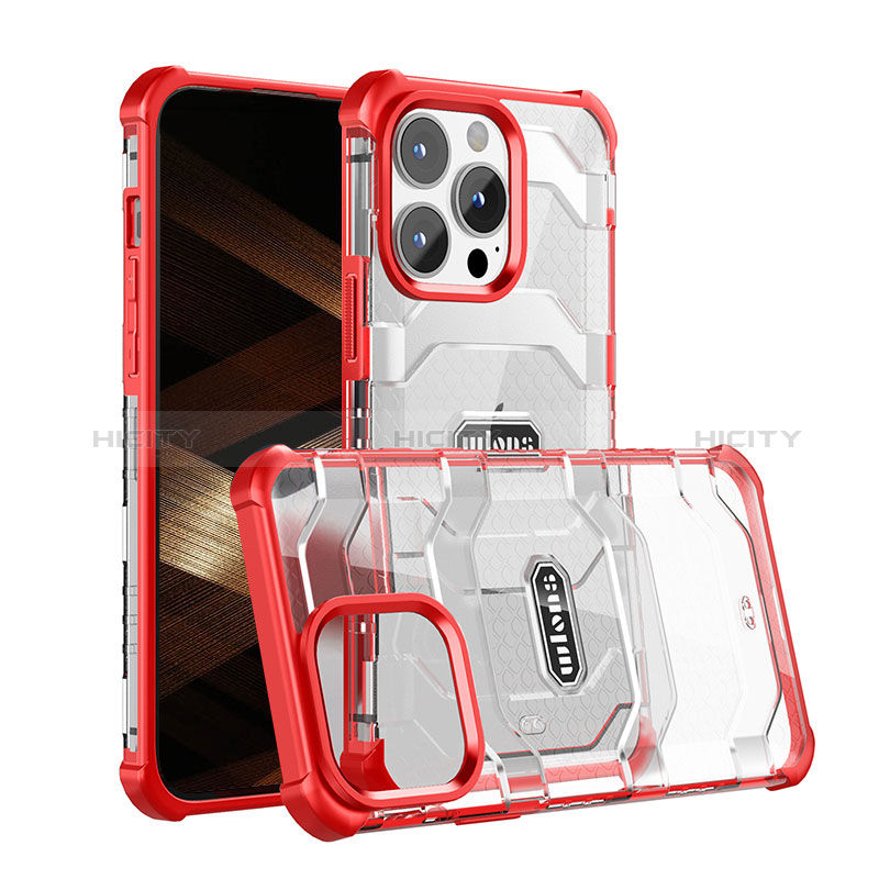 Custodia Silicone e Plastica Opaca Cover Fronte e Retro 360 Gradi U03 per Apple iPhone 14 Pro Max Rosso