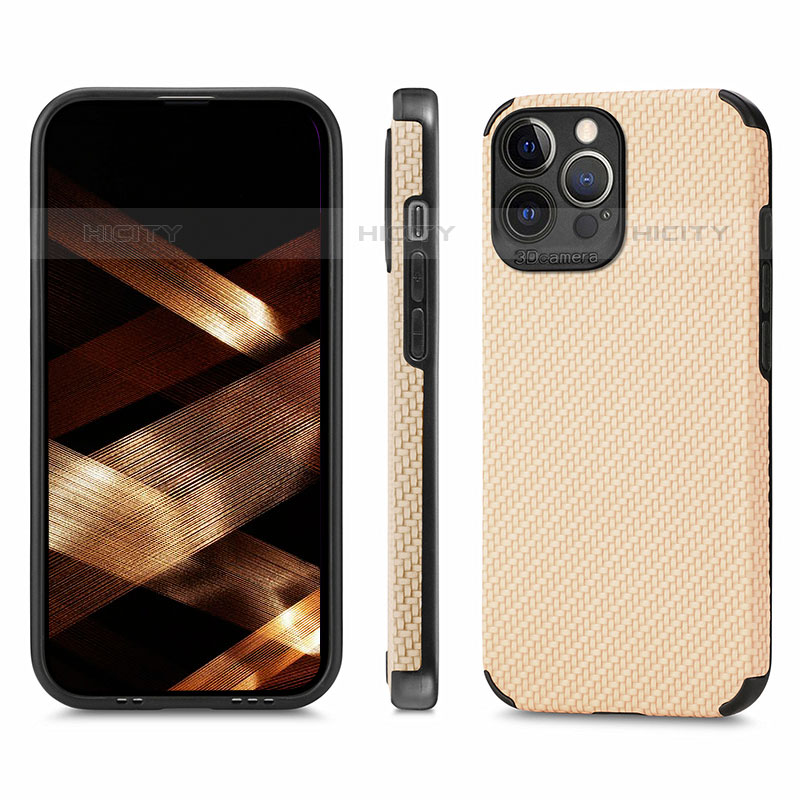 Custodia Silicone e Plastica Opaca Cover Fronte e Retro 360 Gradi U04 per Apple iPhone 16 Pro Max Oro