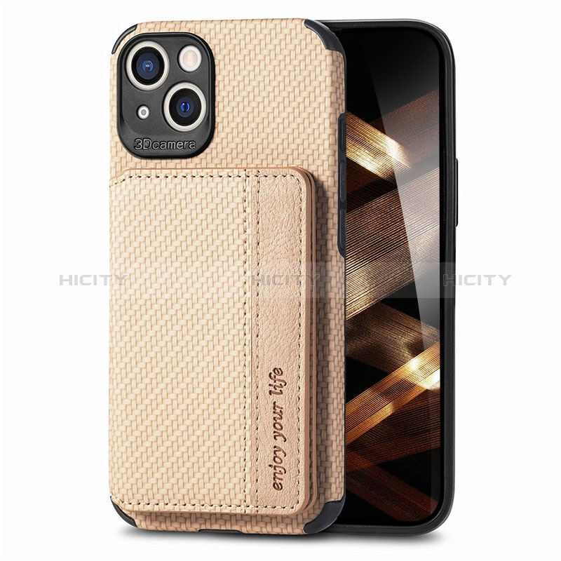 Custodia Silicone e Plastica Opaca Cover Fronte e Retro 360 Gradi U05 per Apple iPhone 15 Plus Oro