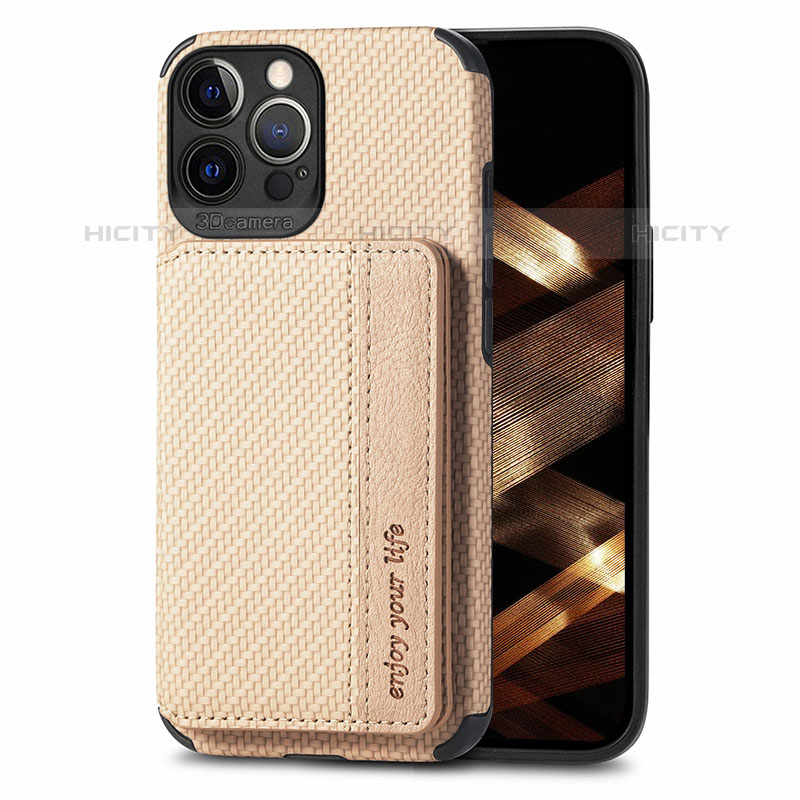 Custodia Silicone e Plastica Opaca Cover Fronte e Retro 360 Gradi U05 per Apple iPhone 15 Pro Max Oro