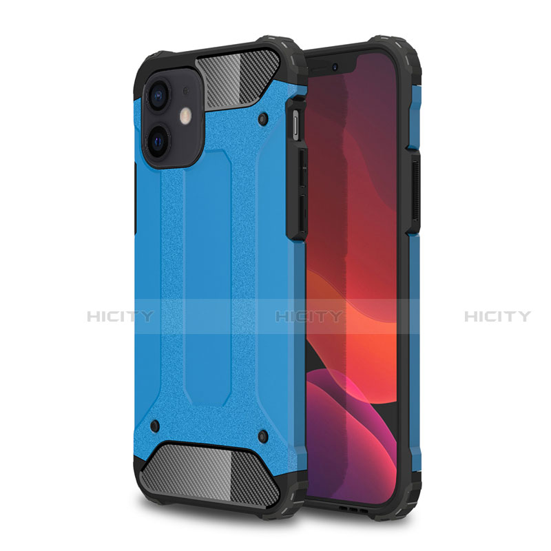 Custodia Silicone e Plastica Opaca Cover per Apple iPhone 12 Cielo Blu