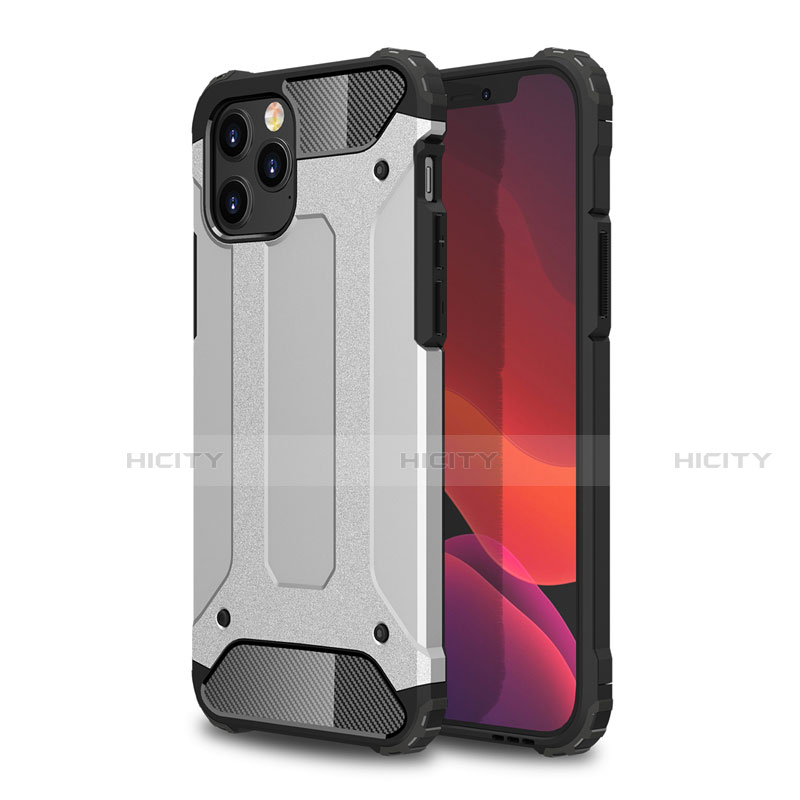 Custodia Silicone e Plastica Opaca Cover per Apple iPhone 12 Max Argento