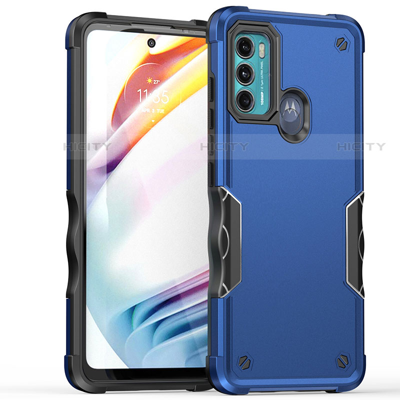 Custodia Silicone e Plastica Opaca Cover per Motorola Moto Edge 20 Lite 5G Blu