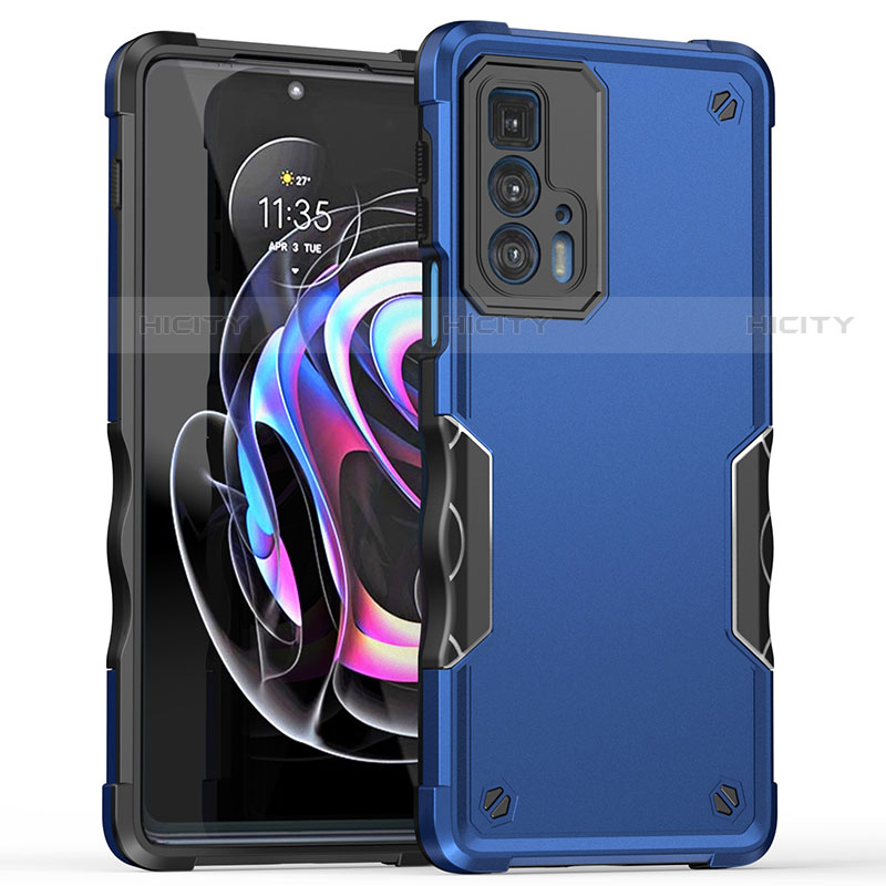 Custodia Silicone e Plastica Opaca Cover per Motorola Moto Edge 20 Pro 5G Blu