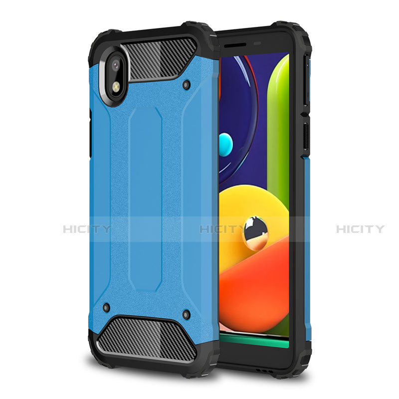 Custodia Silicone e Plastica Opaca Cover per Samsung Galaxy A01 Core Cielo Blu