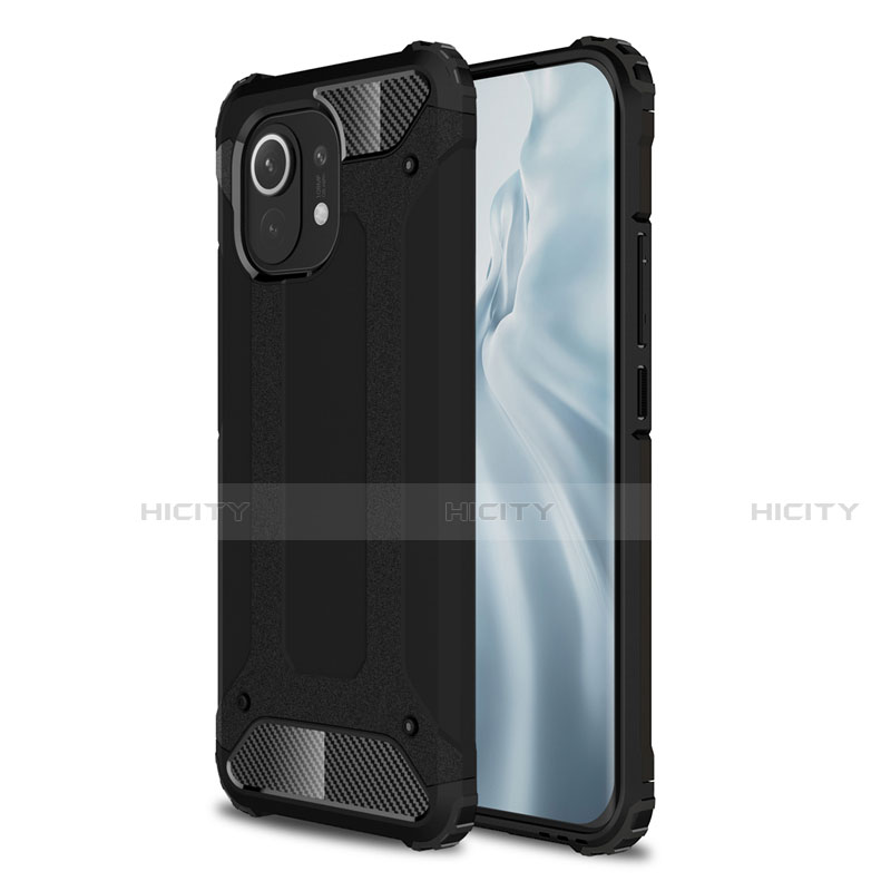 Custodia Silicone e Plastica Opaca Cover per Xiaomi Mi 11 Lite 4G Nero