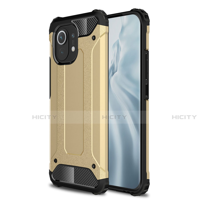 Custodia Silicone e Plastica Opaca Cover per Xiaomi Mi 11 Lite 4G Oro