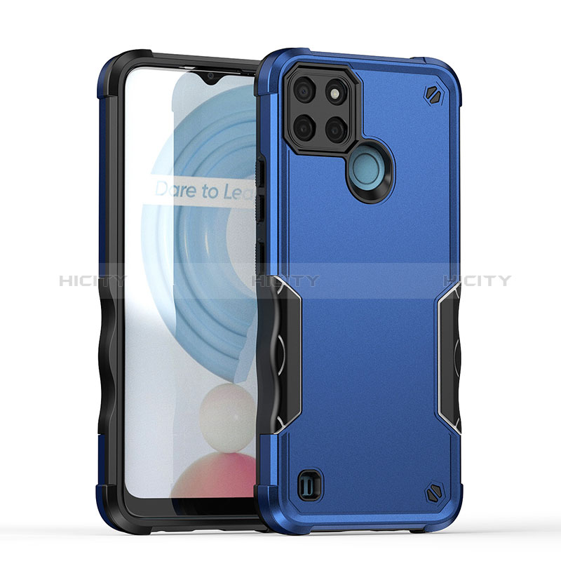 Custodia Silicone e Plastica Opaca Cover QW1 per Realme C21Y Blu