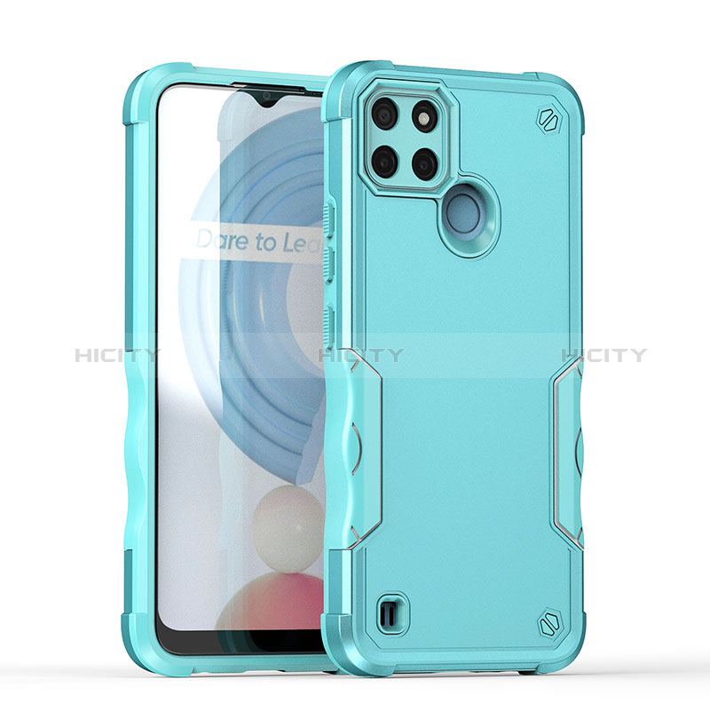 Custodia Silicone e Plastica Opaca Cover QW1 per Realme C25Y India Azzurro