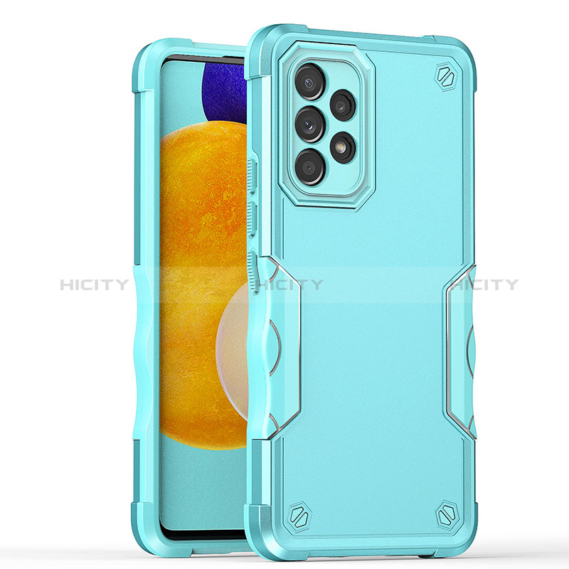 Custodia Silicone e Plastica Opaca Cover QW1 per Samsung Galaxy A52s 5G Azzurro