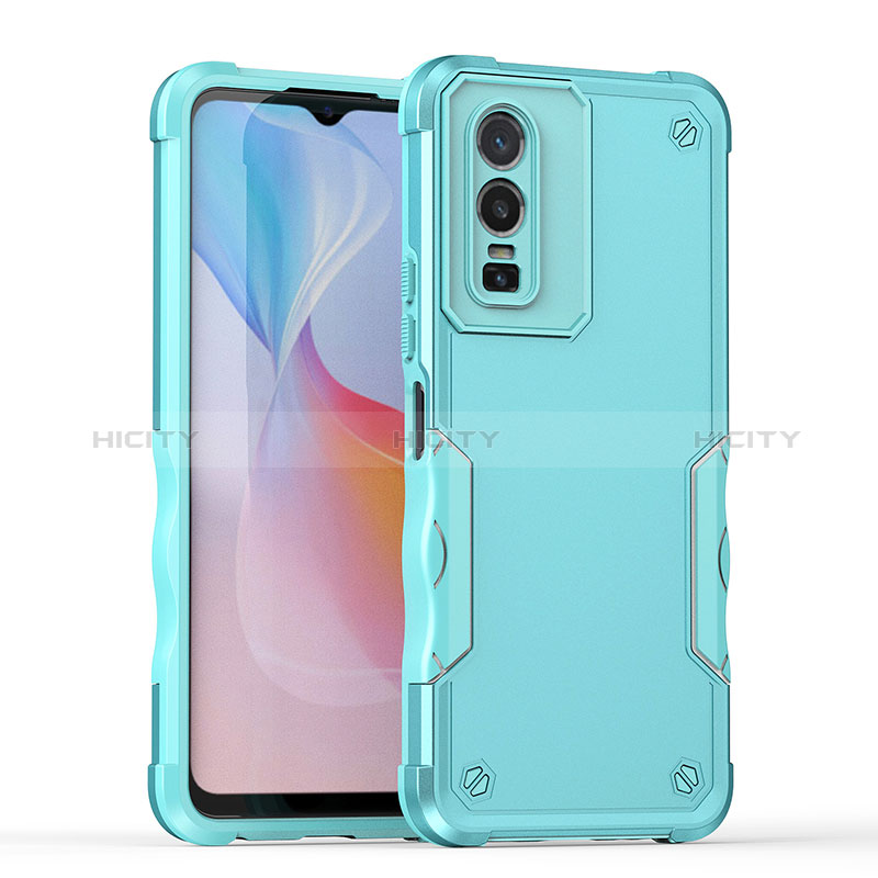 Custodia Silicone e Plastica Opaca Cover QW1 per Vivo Y76 5G Azzurro