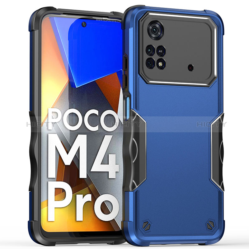 Custodia Silicone e Plastica Opaca Cover QW1 per Xiaomi Poco M4 Pro 4G Blu