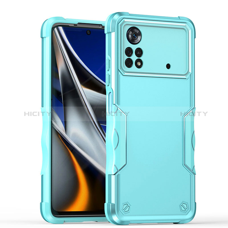 Custodia Silicone e Plastica Opaca Cover QW1 per Xiaomi Poco X4 Pro 5G Azzurro