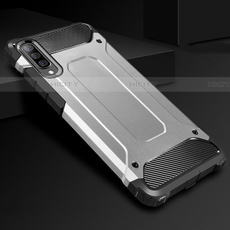 Custodia Silicone e Plastica Opaca Cover R01 per Samsung Galaxy A70 Argento