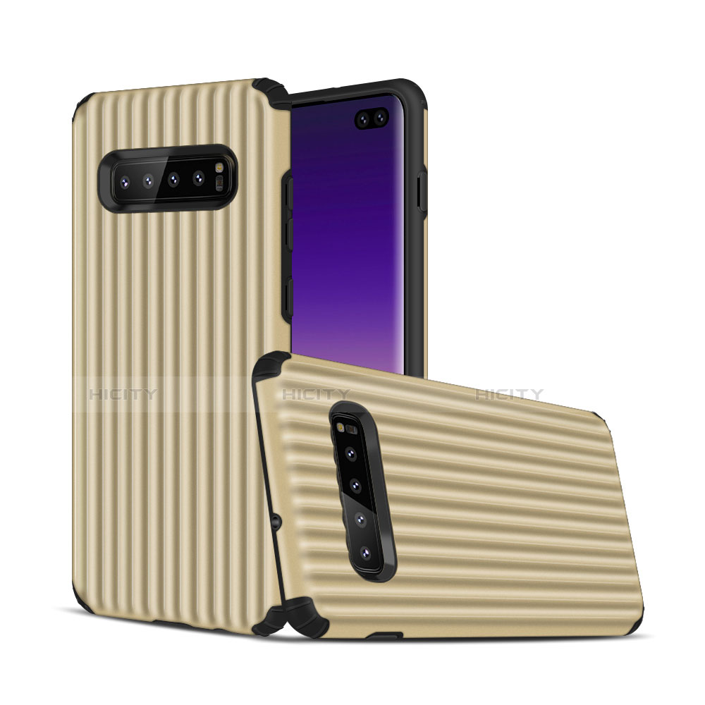 Custodia Silicone e Plastica Opaca Cover U01 per Samsung Galaxy S10 Plus Oro