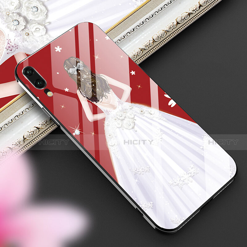 Custodia Silicone Gel Laterale Abito Ragazza Specchio Cover K02 per Huawei P20