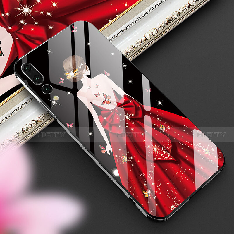 Custodia Silicone Gel Laterale Abito Ragazza Specchio Cover K02 per Huawei P20 Pro