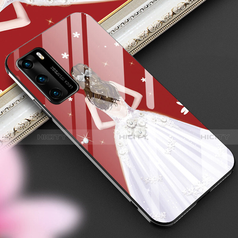 Custodia Silicone Gel Laterale Abito Ragazza Specchio Cover per Huawei P40