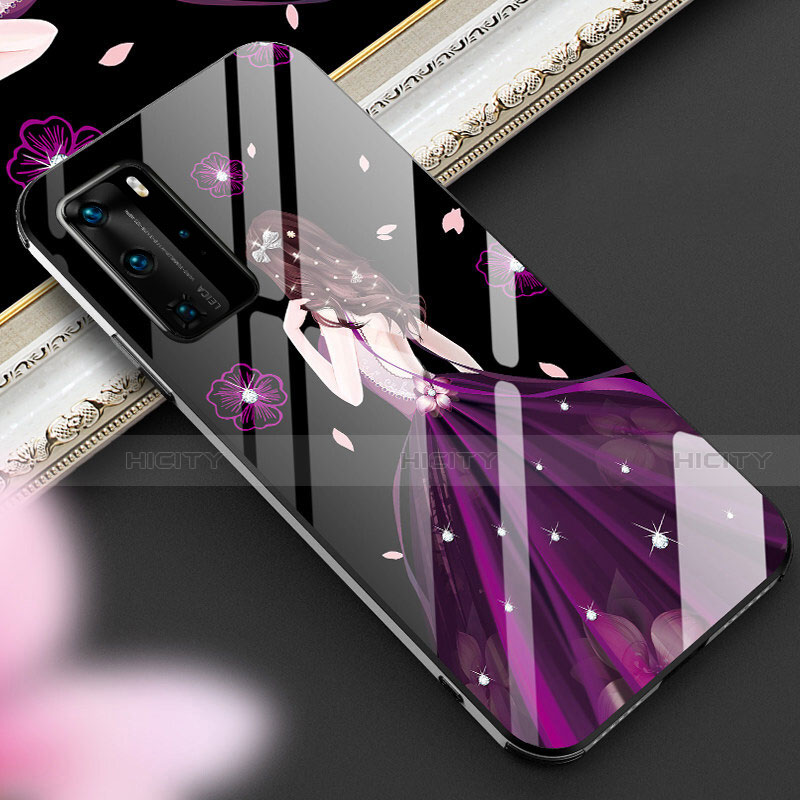 Custodia Silicone Gel Laterale Abito Ragazza Specchio Cover per Huawei P40 Pro