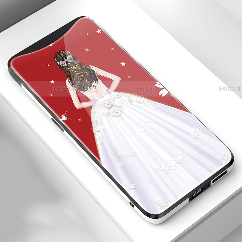 Custodia Silicone Gel Laterale Abito Ragazza Specchio Cover per Oppo Find X