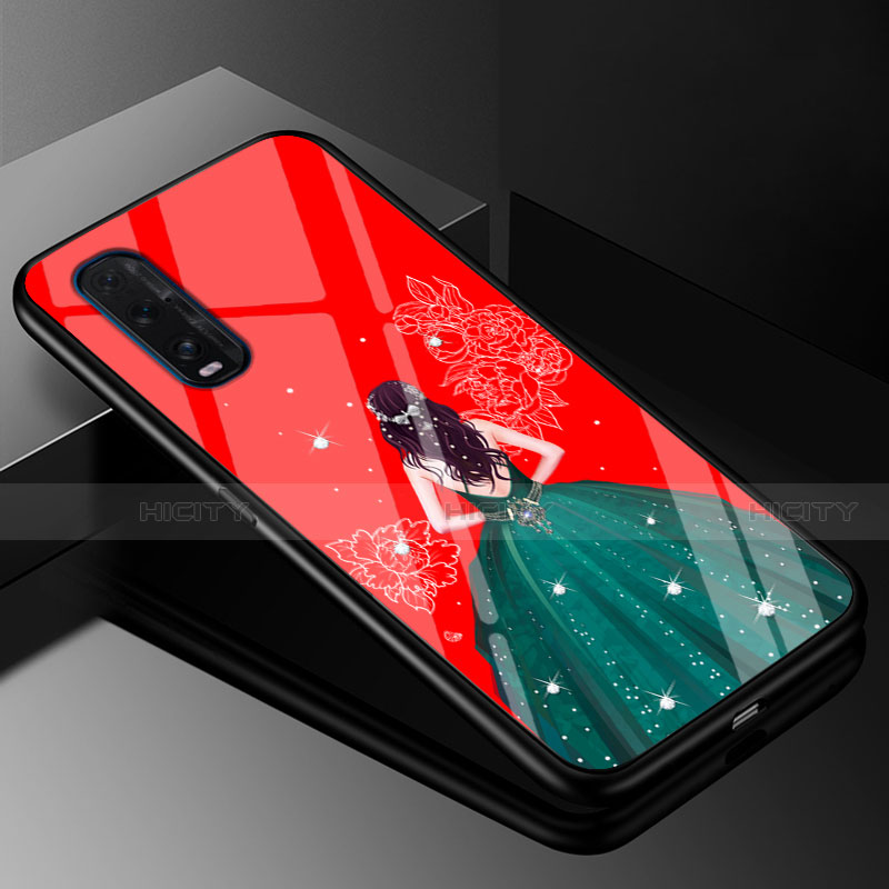 Custodia Silicone Gel Laterale Abito Ragazza Specchio Cover per Oppo Find X2 Multicolore