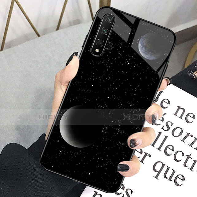 Custodia Silicone Gel Laterale Fantasia Modello Specchio Cover D01 per Huawei Honor 20 Nero