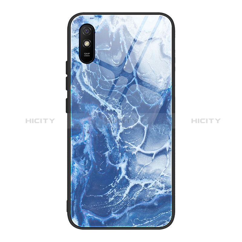 Custodia Silicone Gel Laterale Fantasia Modello Specchio Cover JM1 per Xiaomi Redmi 9A Blu Notte