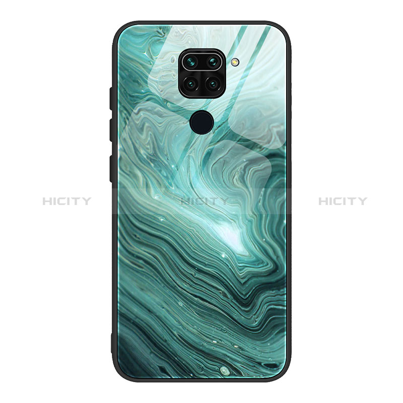 Custodia Silicone Gel Laterale Fantasia Modello Specchio Cover JM1 per Xiaomi Redmi Note 9 Ciano