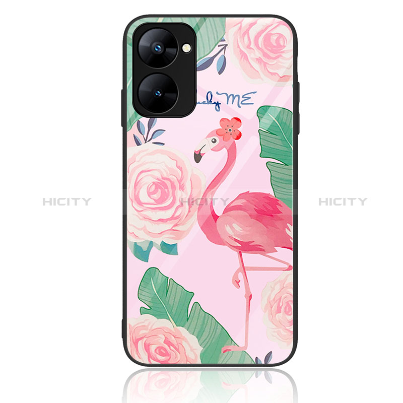 Custodia Silicone Gel Laterale Fantasia Modello Specchio Cover JM2 per Realme V30t 5G Rosa Caldo