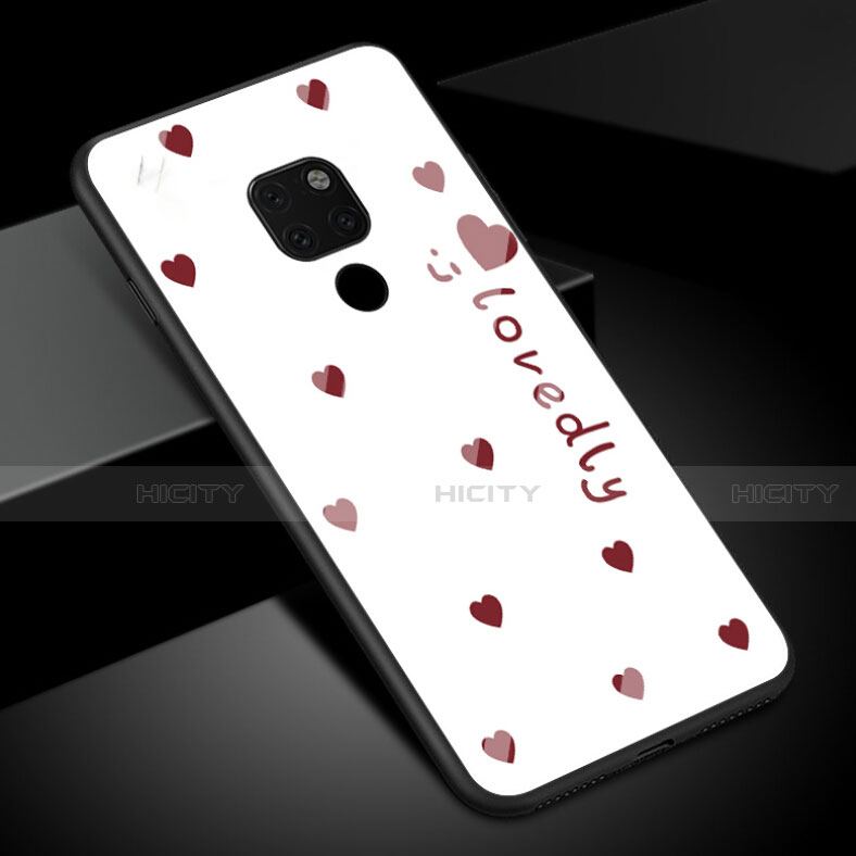 Custodia Silicone Gel Laterale Fantasia Modello Specchio Cover K01 per Huawei Mate 20 Bianco