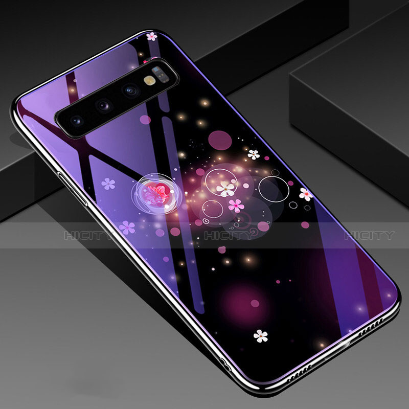 Custodia Silicone Gel Laterale Fantasia Modello Specchio Cover K01 per Samsung Galaxy S10 Plus Viola