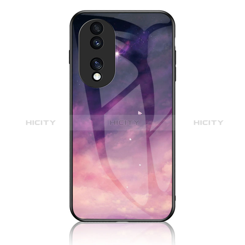 Custodia Silicone Gel Laterale Fantasia Modello Specchio Cover LS1 per Huawei Honor 70 Pro 5G Viola