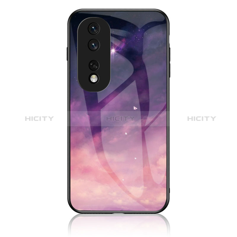 Custodia Silicone Gel Laterale Fantasia Modello Specchio Cover LS1 per Huawei Honor 80 Pro 5G Viola