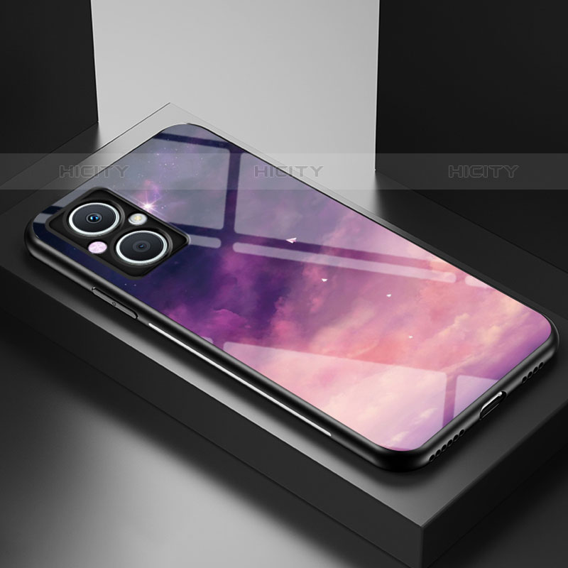 Custodia Silicone Gel Laterale Fantasia Modello Specchio Cover LS1 per OnePlus Nord N20 5G Viola