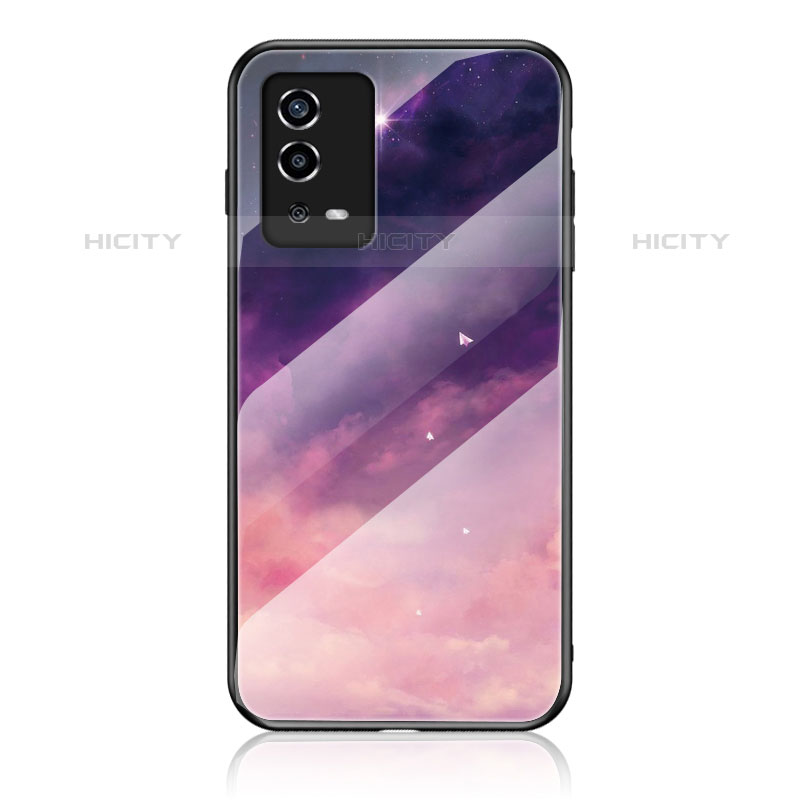 Custodia Silicone Gel Laterale Fantasia Modello Specchio Cover LS1 per Oppo A55 4G Viola