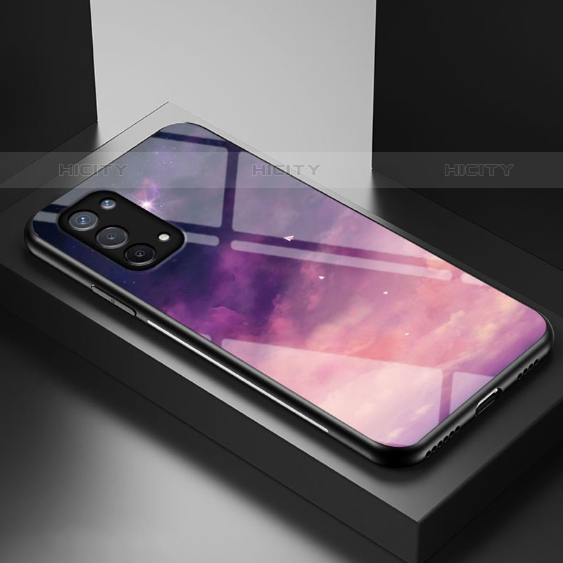 Custodia Silicone Gel Laterale Fantasia Modello Specchio Cover LS1 per Oppo A74 4G Viola