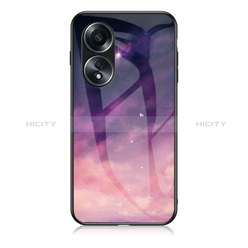 Custodia Silicone Gel Laterale Fantasia Modello Specchio Cover LS1 per Oppo A78 4G Viola