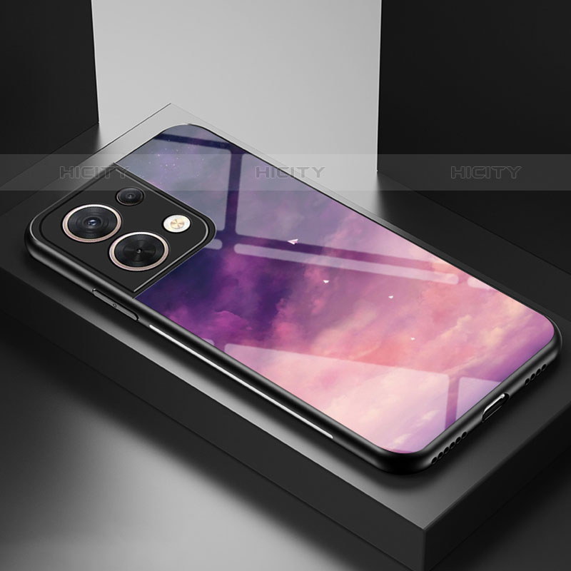 Custodia Silicone Gel Laterale Fantasia Modello Specchio Cover LS1 per Oppo Reno9 5G Viola