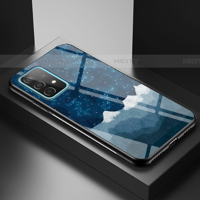 Custodia Silicone Gel Laterale Fantasia Modello Specchio Cover LS1 per Samsung Galaxy A52 4G Blu