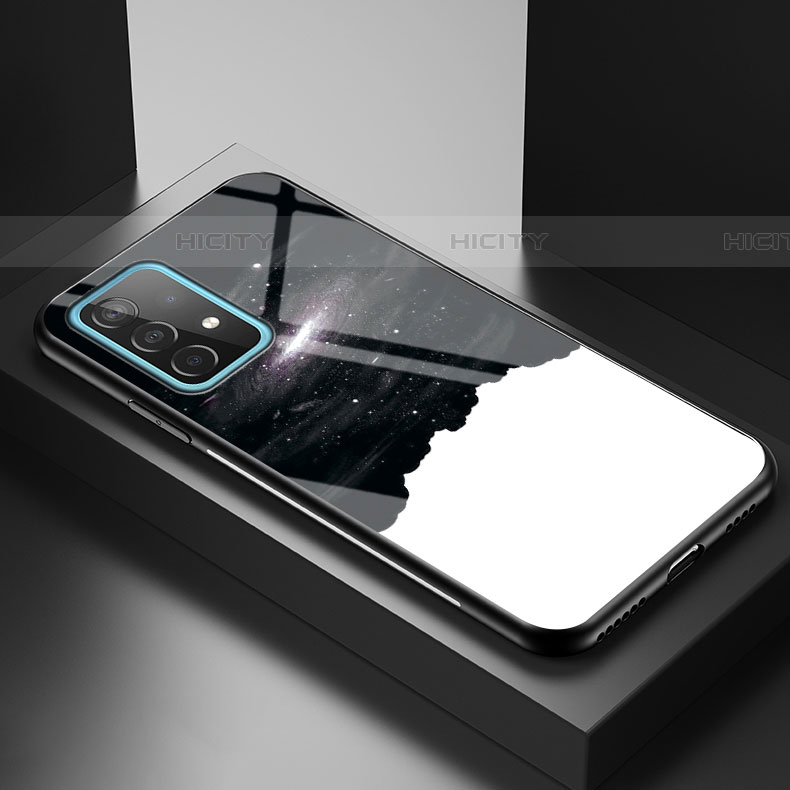 Custodia Silicone Gel Laterale Fantasia Modello Specchio Cover LS1 per Samsung Galaxy A52 4G Nero
