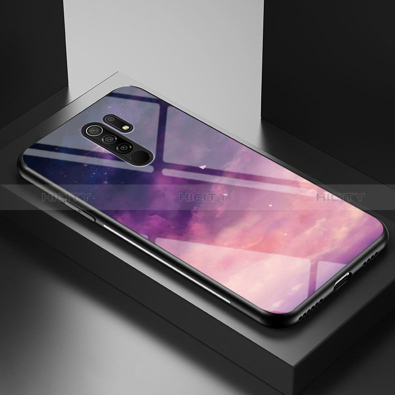 Custodia Silicone Gel Laterale Fantasia Modello Specchio Cover LS1 per Xiaomi Redmi 9 Viola