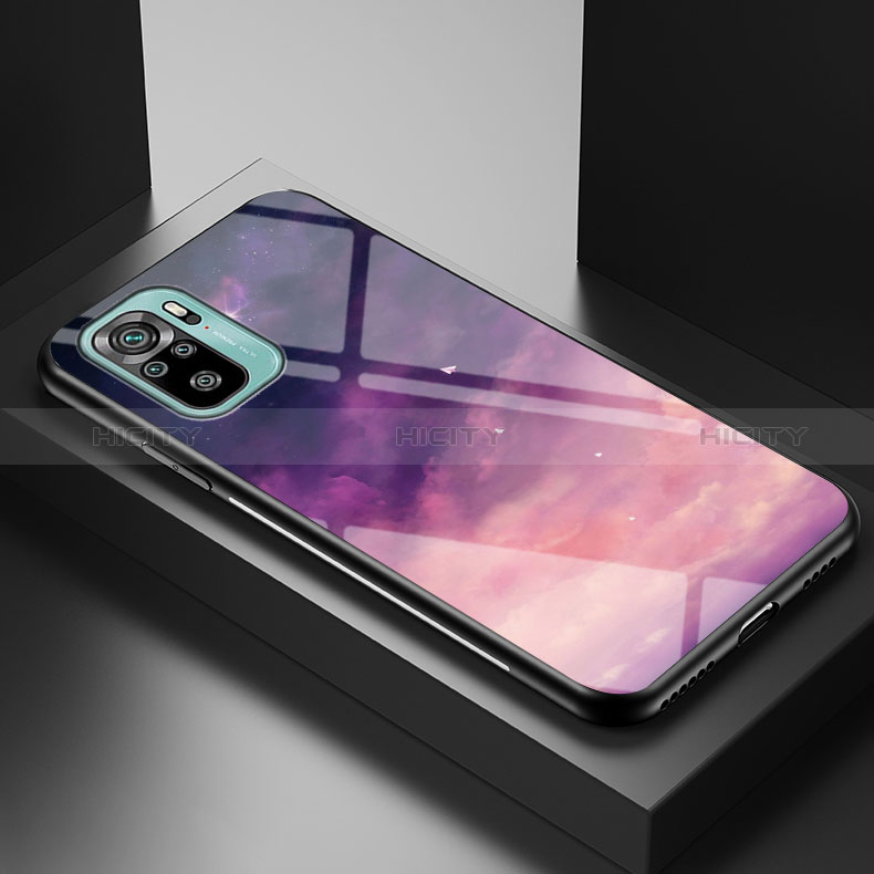 Custodia Silicone Gel Laterale Fantasia Modello Specchio Cover LS1 per Xiaomi Redmi Note 10 4G Viola