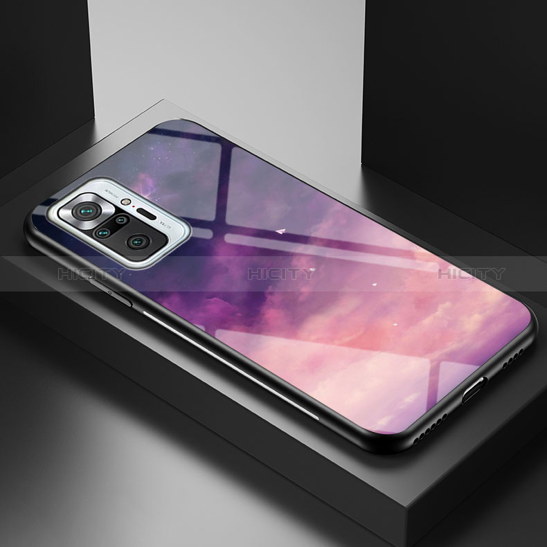 Custodia Silicone Gel Laterale Fantasia Modello Specchio Cover LS1 per Xiaomi Redmi Note 10 Pro 4G Viola